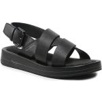 Dámske Kožené sandále Pepe Jeans čiernej farby z koženky vo veľkosti 37 v zľave na leto 