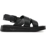 Dámske Kožené sandále Pepe Jeans čiernej farby z koženky vo veľkosti 38 v zľave na leto 