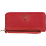 Dámske Luxusné peňaženky Guess červenej farby z polyuretánu na zips 