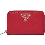 Dámske Luxusné peňaženky Guess červenej farby z polyuretánu na zips 