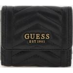Dámske Luxusné peňaženky Guess čiernej farby s prešívaným vzorom z polyuretánu 