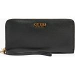 Dámske Luxusné peňaženky Guess čiernej farby z polyuretánu na zips 
