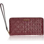 Dámske Elegantné peňaženky Guess vínovej farby v elegantnom štýle na zips v zľave 