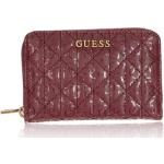 Dámske Elegantné peňaženky Guess vínovej farby v elegantnom štýle na zips v zľave 