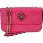 Dámske Kožené kabelky Guess ružovej farby z kože na zips 