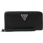 Dámske Luxusné peňaženky Guess čiernej farby z koženky na zips v zľave 