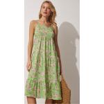 Dámske Denné šaty zelenej farby s kvetinovým vzorom z polyesteru vo veľkosti S v zľave 