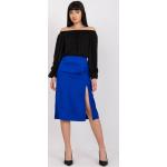 Dámske Midi sukne FashionHunters modrej farby z polyesteru s dĺžkou: Pod kolená v zľave 