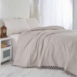 Prehozy na posteľ béžovej farby s jednofarebným vzorom z bavlny 240x220 