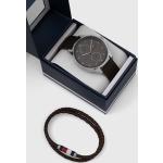 Dámske Náramkové hodinky Tommy Hilfiger hnedej farby s koža remienkom s minerálnym sklíčkom 