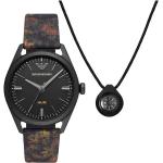 Pánske Náramkové hodinky Emporio Armani čiernej farby s oceľ remienkom  materiál púzdra Oceľ 
