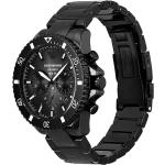 Pánske Náramkové hodinky Emporio Armani čiernej farby s oceľ remienkom  materiál púzdra Oceľ s minerálnym sklíčkom 