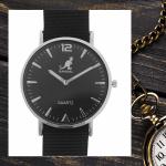 Pánske Náramkové hodinky Kangol čiernej farby vo vojenskom štýle vhodné na golf s quartz pohonom 