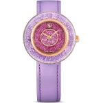 Dámske Náramkové hodinky Swarovski fialovej farby s koža remienkom  materiál púzdra Oceľ 