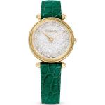 Pánske Náramkové hodinky Swarovski zelenej farby s koža remienkom  materiál púzdra Oceľ s minerálnym sklíčkom 