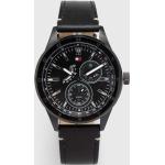 Pánske Náramkové hodinky Tommy Hilfiger čiernej farby s koža remienkom  materiál púzdra Oceľ s minerálnym sklíčkom 