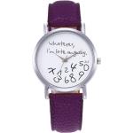 Dámske Náramkové hodinky oem fialovej farby v modernom štýle z polyuretánu s koža remienkom 