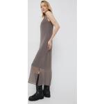Dámske Designer Dlhé šaty Calvin Klein sivej farby z hodvábu vo veľkosti S s dĺžkou: Maxi v zľave 