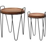 Odkladacie stolíky oceľovo šedej farby z teakového dreva 2 ks balenie 