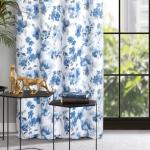 Závesy modrej farby s kvetinovým vzorom z polyesteru zatemňovacie 