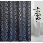 Garniže modrej farby v Art deco štýle s geometrickým vzorom z polyesteru zatemňovacie 8 ks balenie 