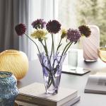 Vázy hübsch fialovej farby v modernom štýle s kvetinovým vzorom zo skla v zľave 