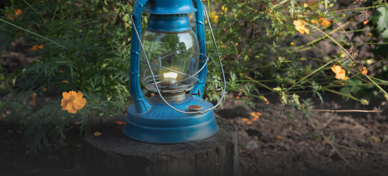 modry zahradny lampas