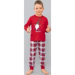 Chlapčenské Detské pyžamá italian fashion červenej farby s károvaným vzorom z bavlny do 24 mesiacov s okrúhlym výstrihom s dlhými rukávmi 