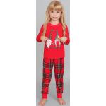 Dievčenské Detské pyžamá italian fashion červenej farby s károvaným vzorom z bavlny do 24 mesiacov s okrúhlym výstrihom s dlhými rukávmi 