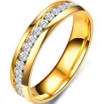 Prstene z chirurgickej ocele Izmael zlatej farby zo zlata so zirkónom 52 