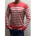 Jack & Jones Pánsky pruhovaný sveter - červeno biely Veľkosť: L