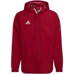 Pánske Športové bundy adidas Entrada nepremokavé červenej farby z polyesteru vo veľkosti XXXL na zips 