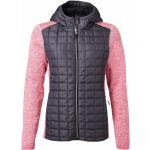 Dámske Zimné kabáty James & Nicholson ružovej farby s prešívaným vzorom z polyesteru na zips Kapucňa 