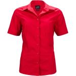 Dámske Košele s krátkym rukávom James & Nicholson červenej farby z bavlny vo veľkosti XXXL s dlhými rukávmi vhodné do práčky 