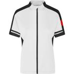 Dámske Cyklistické dresy James & Nicholson bielej farby v športovom štýle z polyesteru na zips 