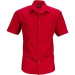 Pánske Košele s krátkym rukávom James & Nicholson červenej farby z bavlny vo veľkosti 6 XL s dlhými rukávmi vhodné do práčky 