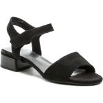 Dámske Kožené sandále Jana čiernej farby v elegantnom štýle z koženky vo veľkosti 37 na veľmi-široké nohy na suchý zips na leto 