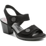 Dámske Kožené sandále Jana čiernej farby v elegantnom štýle z koženky vo veľkosti 37 na veľmi-široké nohy na suchý zips na leto 
