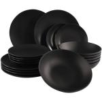 Hlboké taniere čiernej farby v elegantnom štýle z keramiky 18 ks balenie 