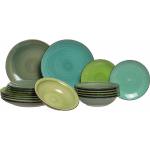 Hlboké taniere zelenej farby z keramiky okrúhle 18 ks balenie s priemerom 27 cm 