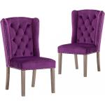 Jedálenské stoličky fialovej farby zo zamatu 2 ks balenie 