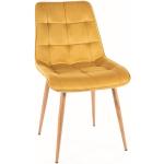 Jedálenské stoličky Signal žltej farby s prešívaným vzorom z dubového dreva 