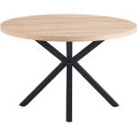 Jedálenské stoly Kondela hnedej farby v industriálnom štýle z dubového dreva okrúhle 