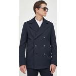 Pánske Designer Jarné kabáty HUGO BOSS BOSS tmavo modrej farby z bavlny vo veľkosti XL v zľave 