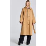 Dámske Kabáty Gant hnedej farby v minimalistickom štýle z bavlny vo veľkosti XS na gombíky s opaskom na zimu 