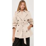 Dámske Designer Jarné kabáty Karl Lagerfeld béžovej farby z bavlny Oversize 