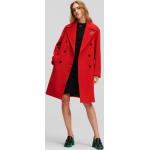 Dámske Designer Zimné kabáty Karl Lagerfeld červenej farby v elegantnom štýle vo veľkosti M na gombíky metalické 