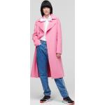 Dámske Designer Kabáty Karl Lagerfeld ružovej farby vo veľkosti L na gombíky na zimu 