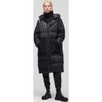 Dámske Designer Zimné kabáty Karl Lagerfeld čiernej farby s prešívaným vzorom vo veľkosti XS Kapucňa 
