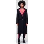 Dámske Designer Zimné kabáty Karl Lagerfeld čiernej farby s vyšívaným vzorom vo veľkosti XL s opaskom 